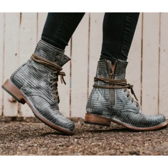 Freebird Gray Manchester Combat Boots - Picture 1 of 10